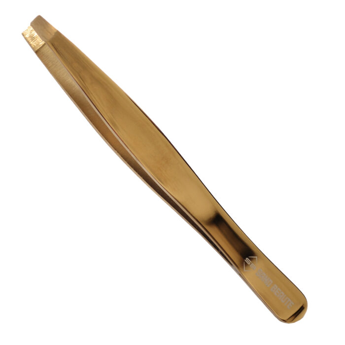 Golden Flat Tip Curved Tweezer